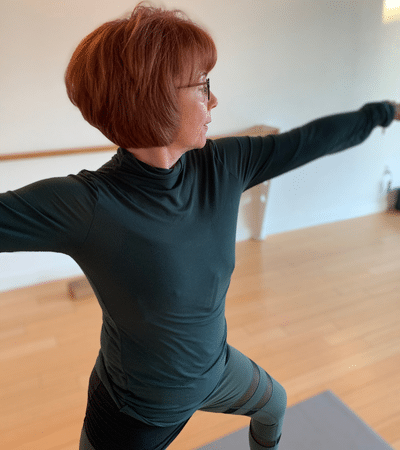 Close up of yoga student doing a yoga pose